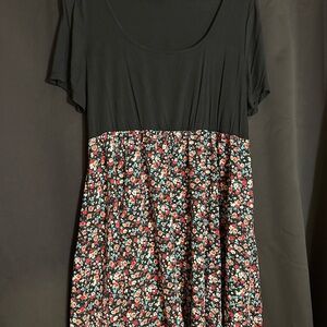 SHEIN Curve Black Floral Dress
